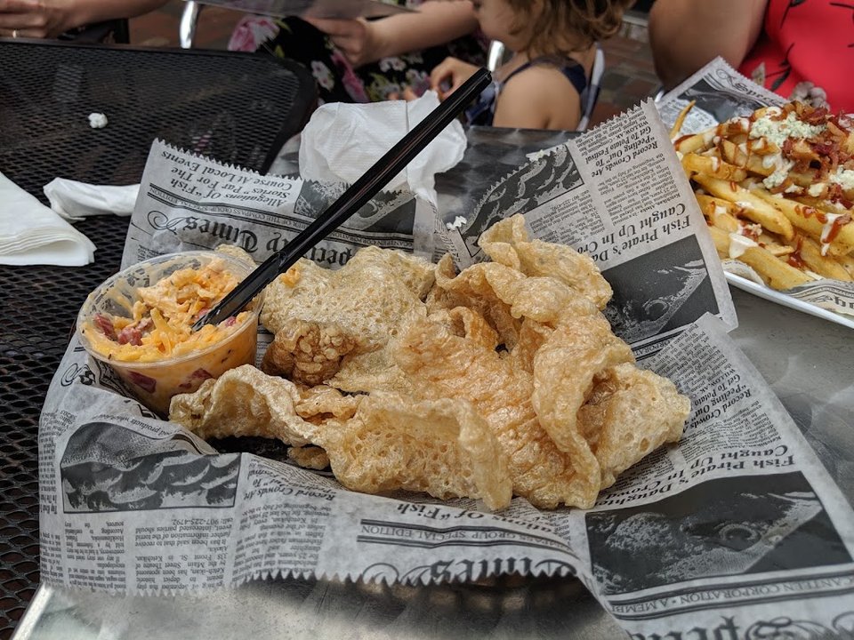Pork Rinds with Pimento Cheese Dip